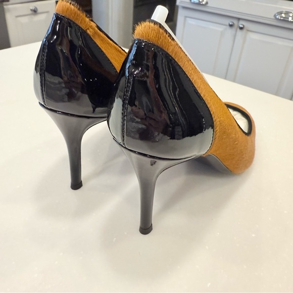 Giuseppe Zanotti Italy Heels Camel Pony Hair W/ Black Patent Toe Sz US 5  NIB - Picture 12 of 15